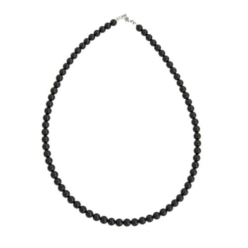 collier agate noire pierres boules 6mm