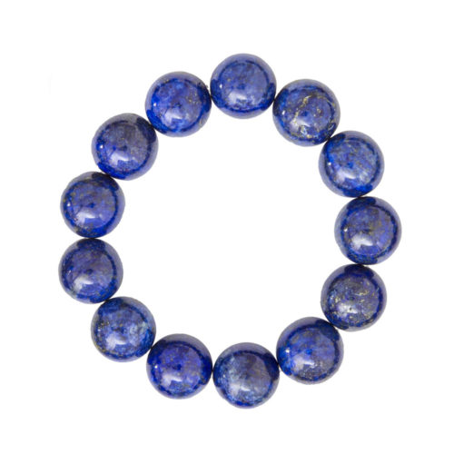 bracelet lapis lazuli pierres boules 14mm