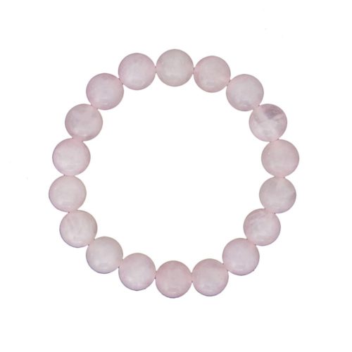 bracelet quartz rose pierres boules 10mm