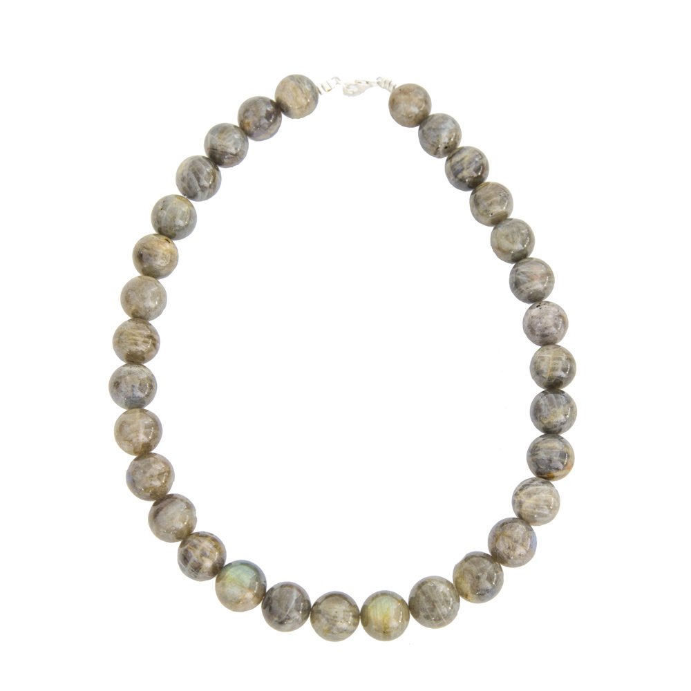 collier labradorite pierres boules 14mm