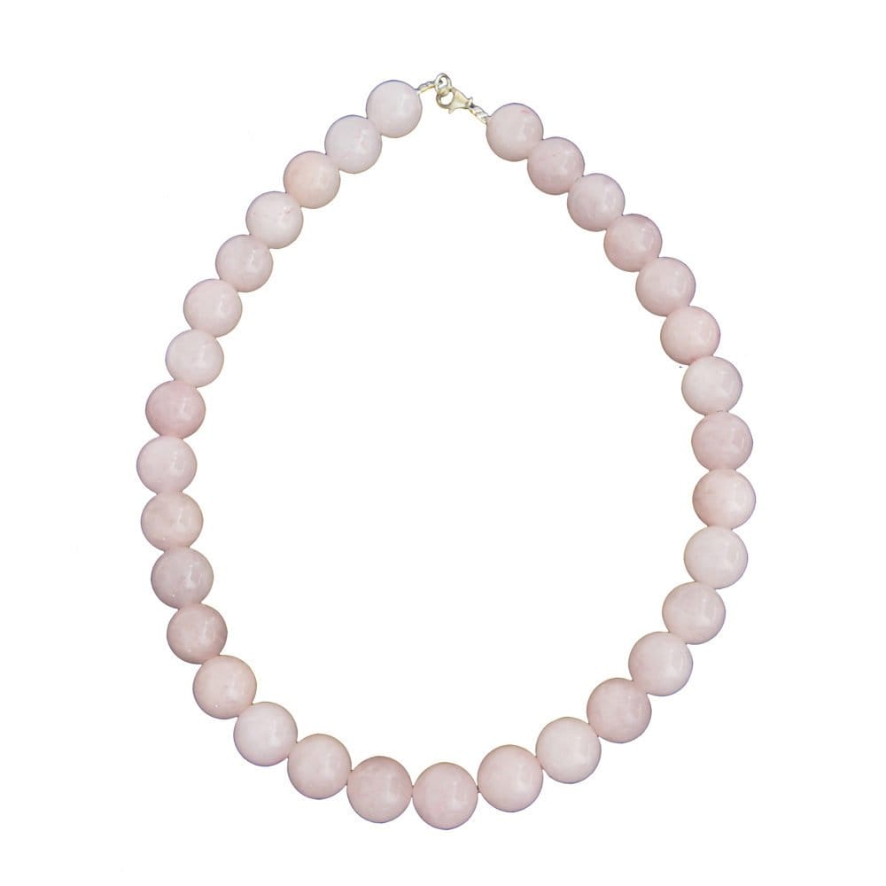 collier quartz rose pierres boules 14mm