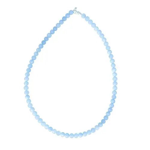 collier aigue marine pierres boules 6mm