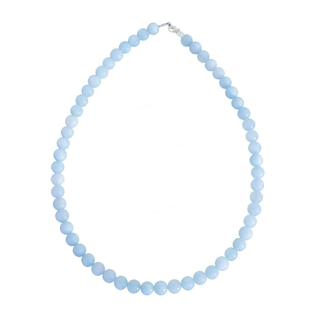 Collier Aigue marine – Pierres boules 8mm