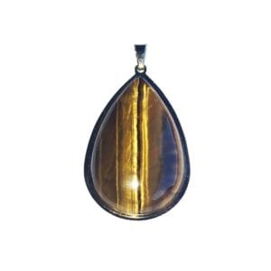 Collier Pendentif en Pierre Oeil de Taureau Goutte 40x20mm
