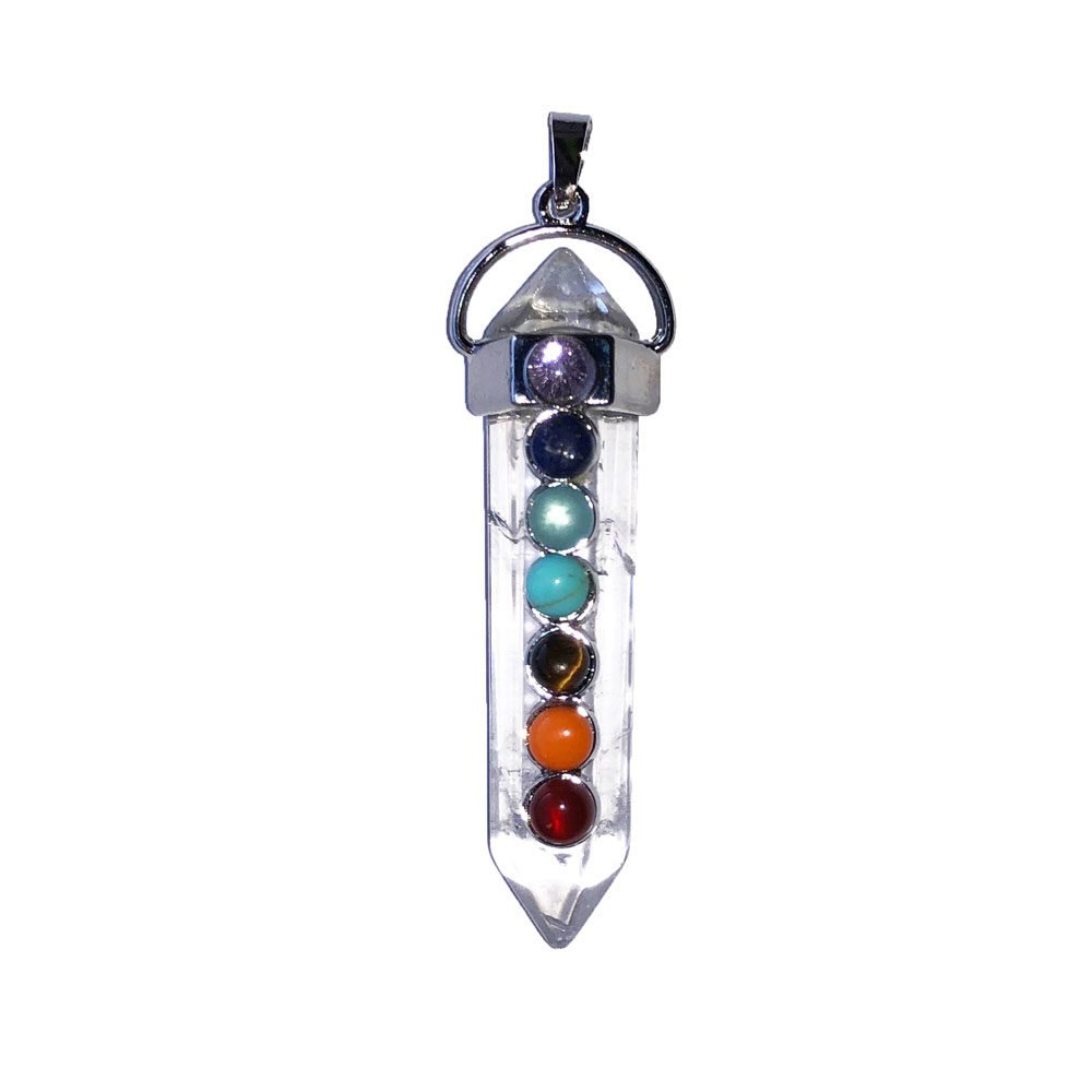 pendentif cristal de roche 7 chakras