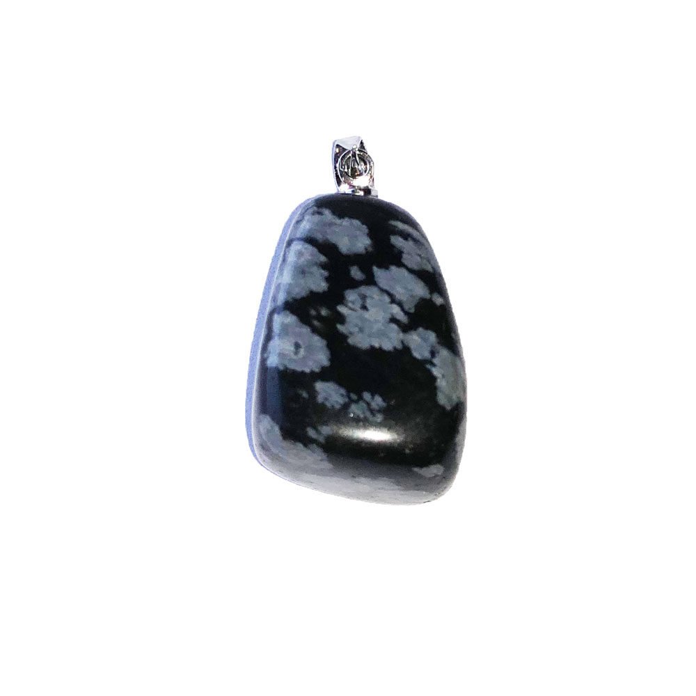 pendentif obsidienne flocon de neige pierre roulée