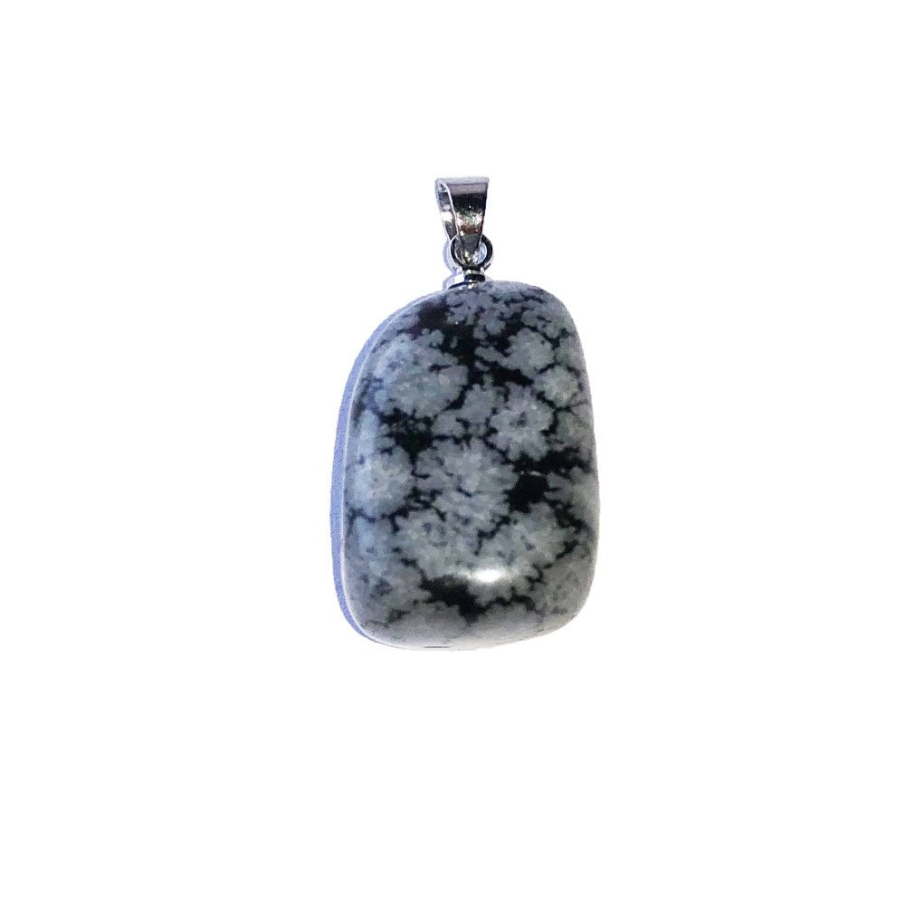 pendentif obsidienne flocon de neige pierre roulée