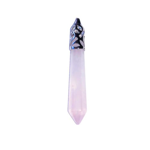 pendentif quartz rose pointe longue