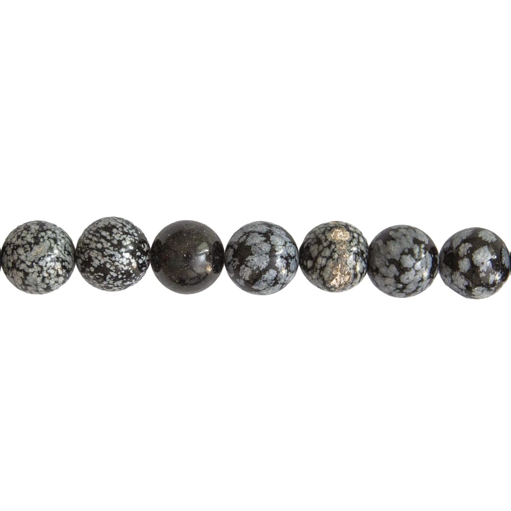fil obsidienne neige pierres boules 14mm
