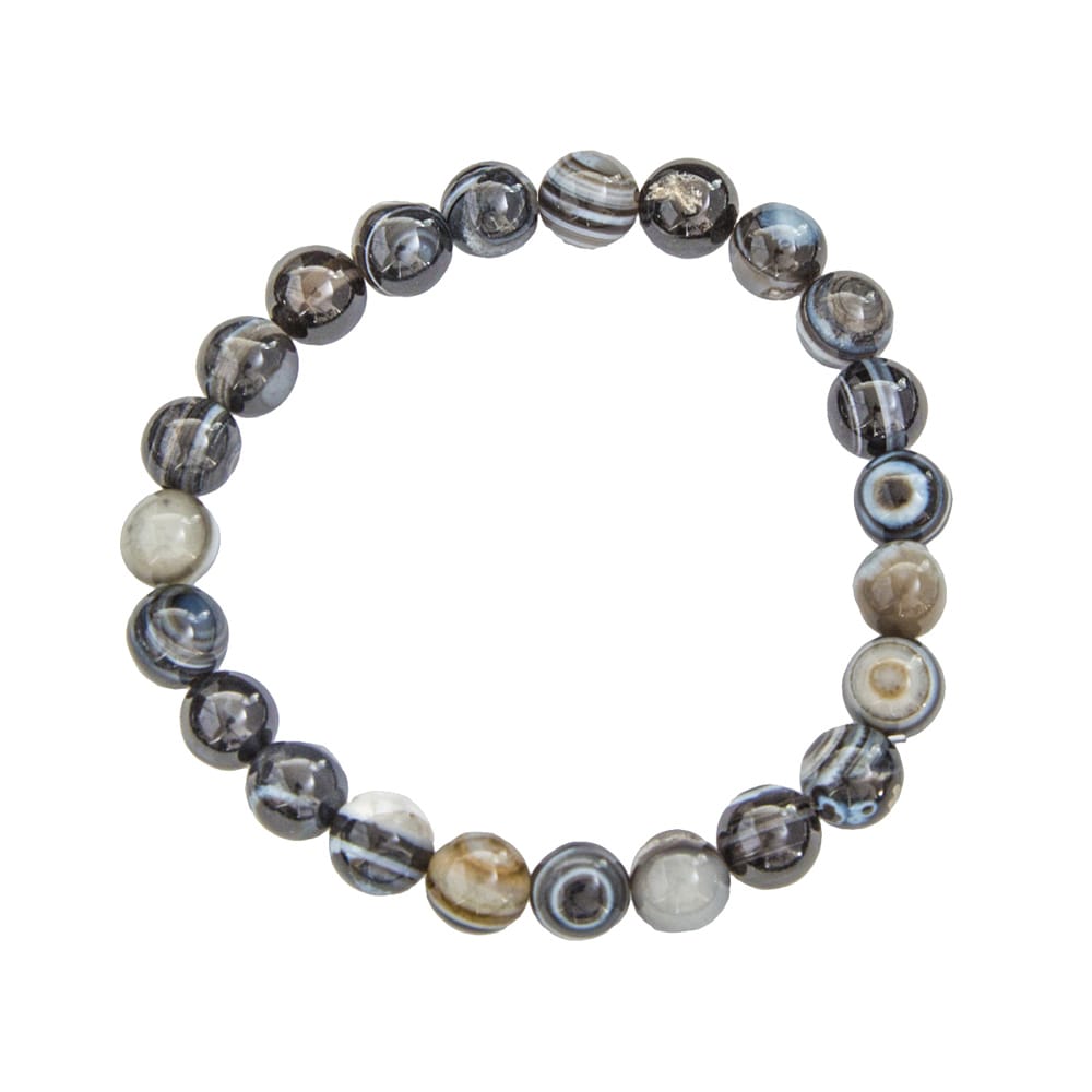 Pulsera ágata negra zona – Piedras bolas 8mm