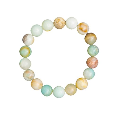 bracelet amazonite multicolore pierres boules 10mm
