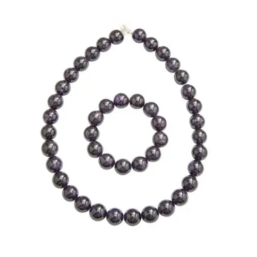 parure améthyste pierres boules 14mm