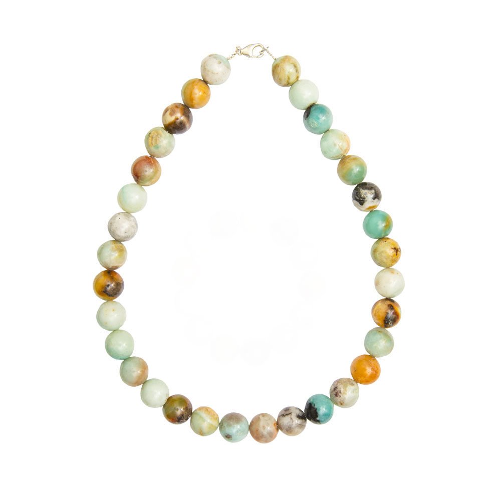 collier amazonite multicolore pierres boules 14mm