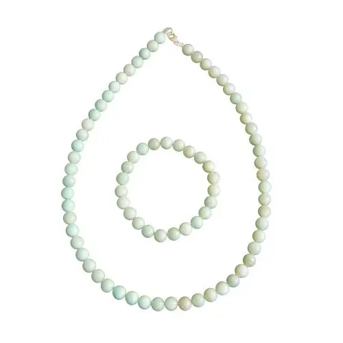 parure amazonite pierres boules 8mm