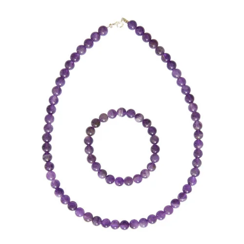 parure améthyste pierres boules 8mm