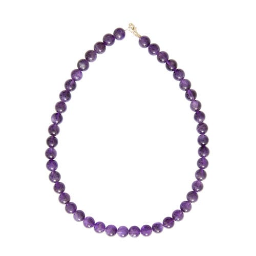 collier améthyste pierres boules 10mm