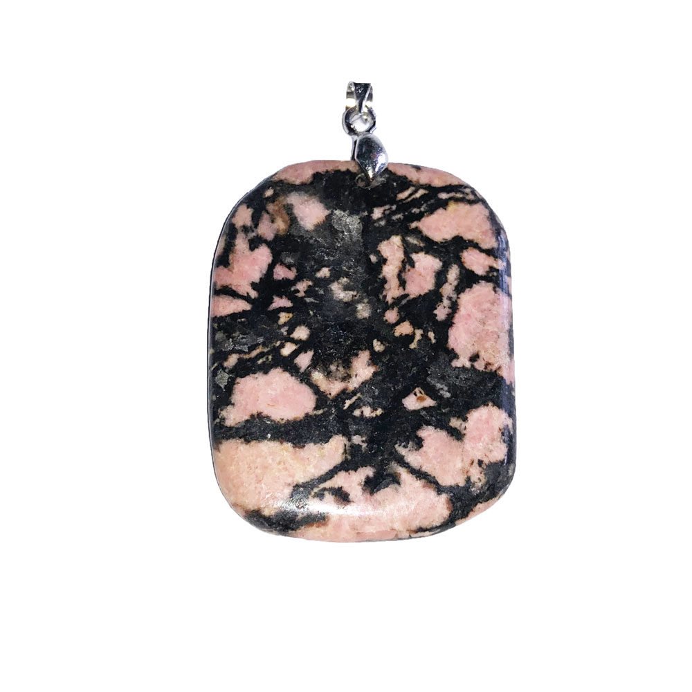 pendentif rhodonite pierre plate