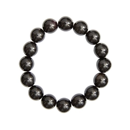bracelet agate noire pierres boules 12mm