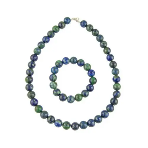 parure chrysocolle pierres boules 12mm