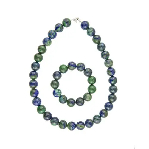 parure chrysocolle pierres boules 14mm