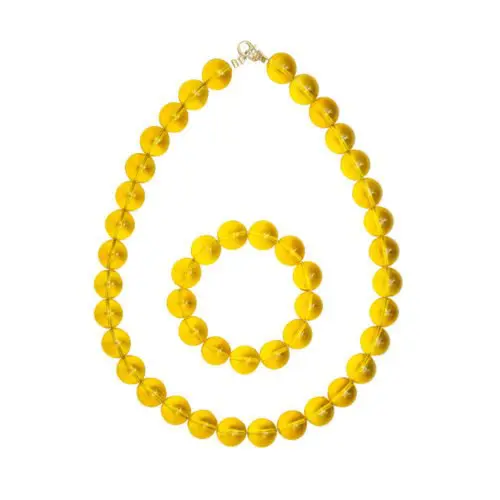 parure citrine pierres boules 14mm