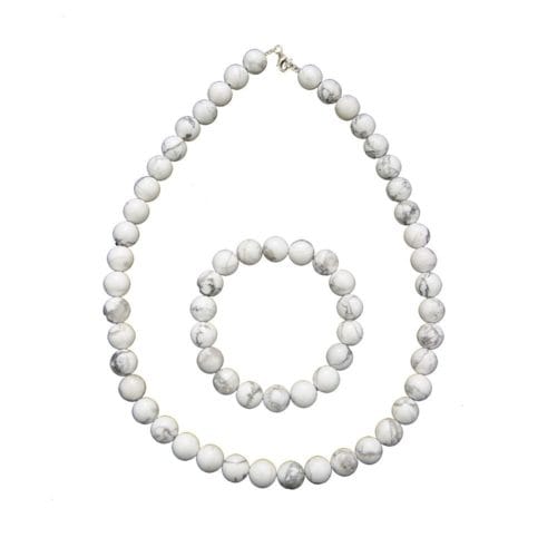 parure howlite pierres boules 10mm