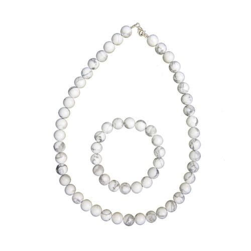 parure howlite pierres boules 10mm