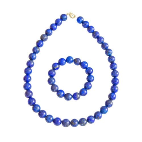 parure lapis-lazuli pierres boules 12mm