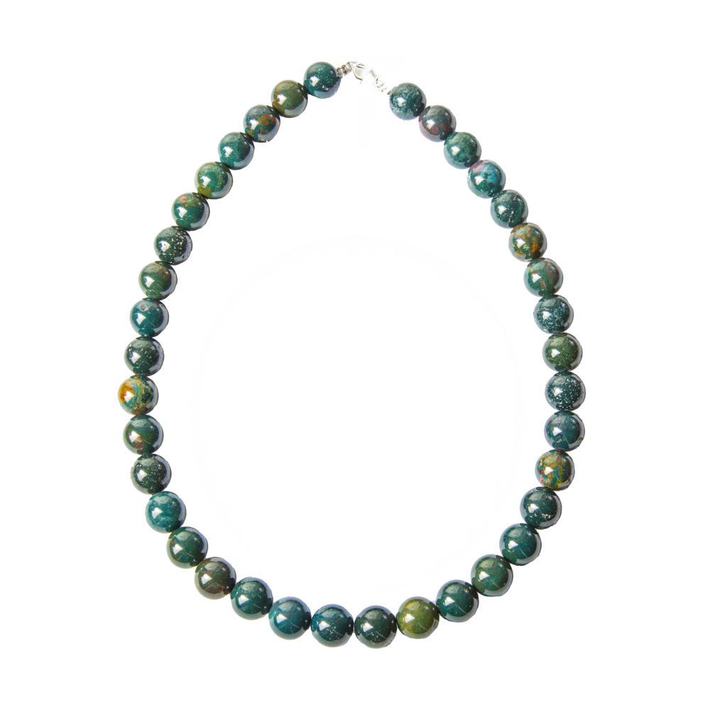 collier jaspe héliotrope pierres boules 12mm