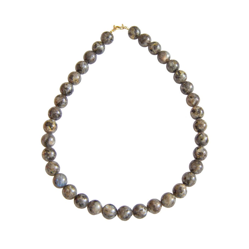 collier labradorite avec inclusions pierres boules 12mm