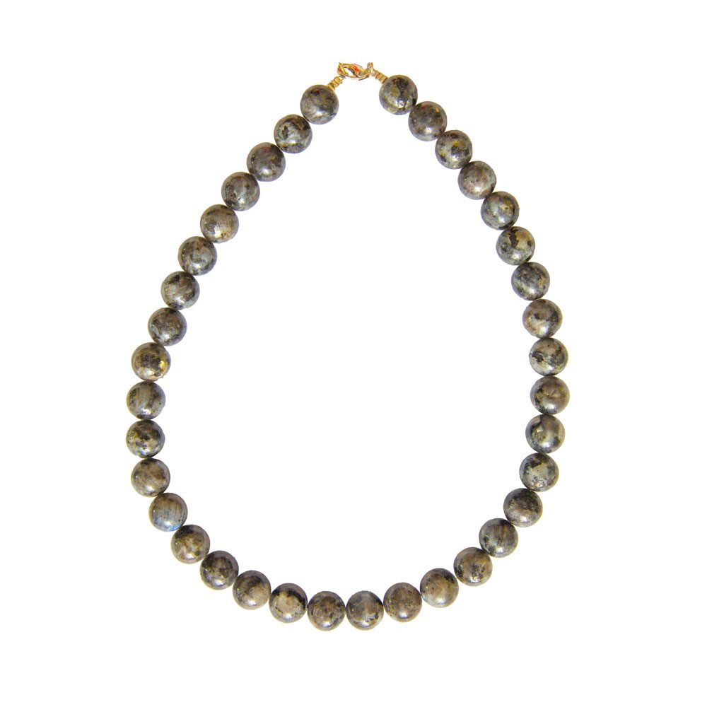 collier labradorite avec inclusions pierres boules 12mm