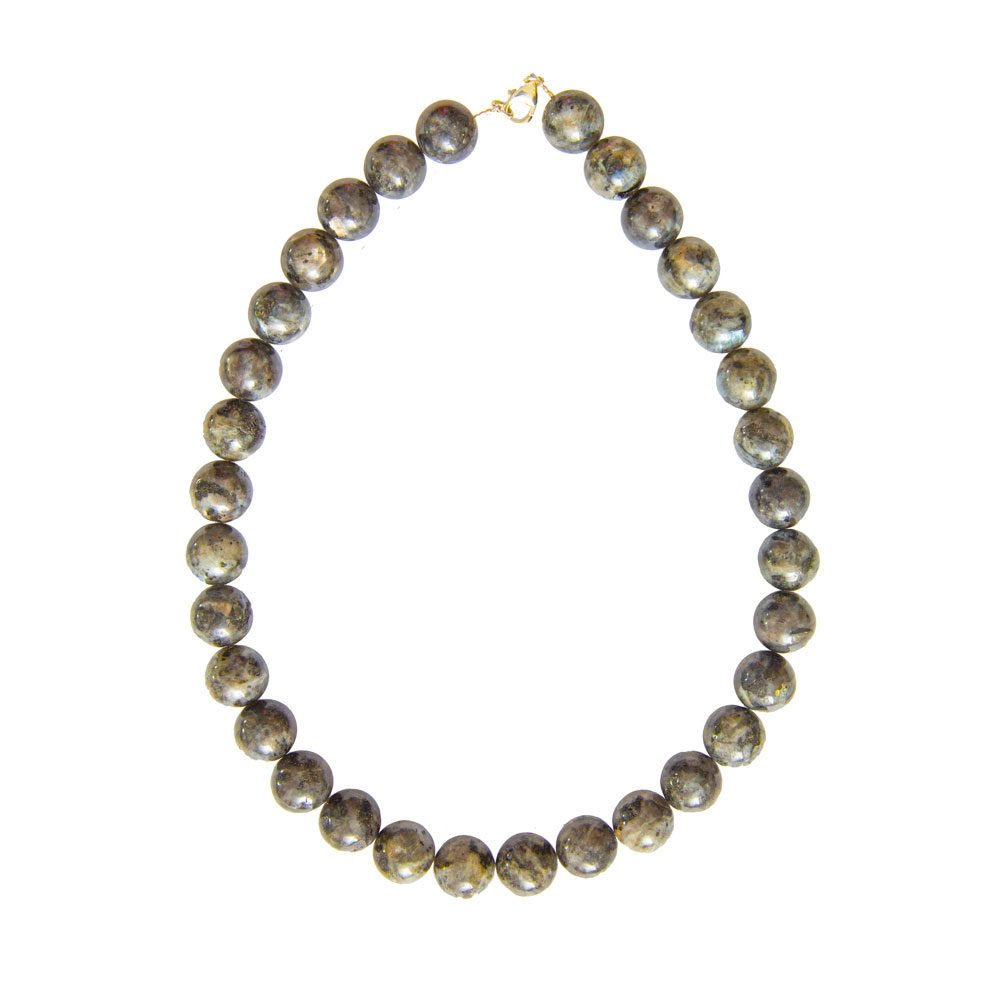 collar labradorita con inclusiones piedras bolas 14mm
