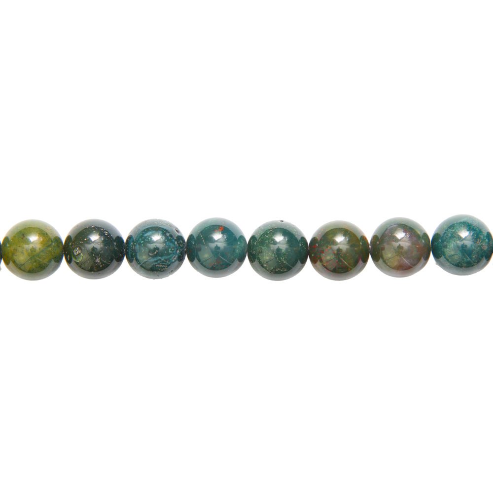 fil jaspe héliotrope pierres boules 12mm