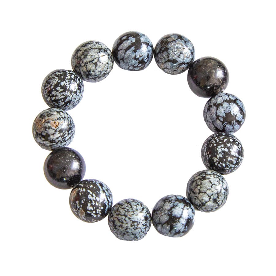 Pulsera Obsidiana nieve – Piedras bolas 14mm