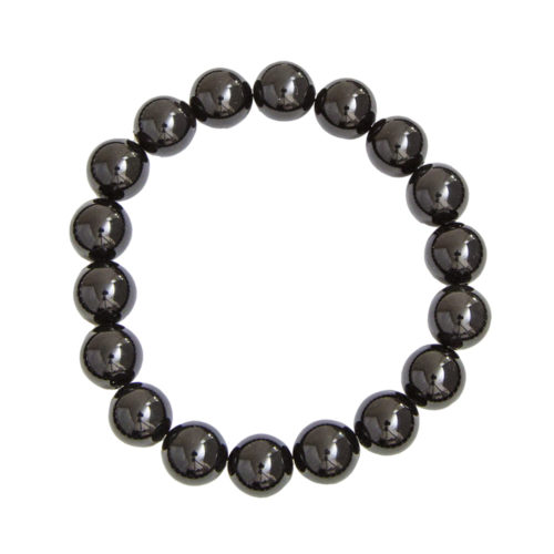bracelet obsidienne noire pierres boules 10mm