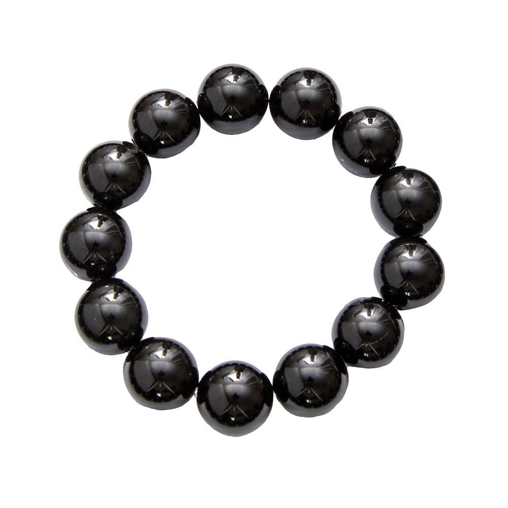 Bracelet en obsidienne noire - Perles roulées 7 à 10 mm