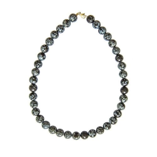collar obsidiana copo de nieve piedras bolas 12mm