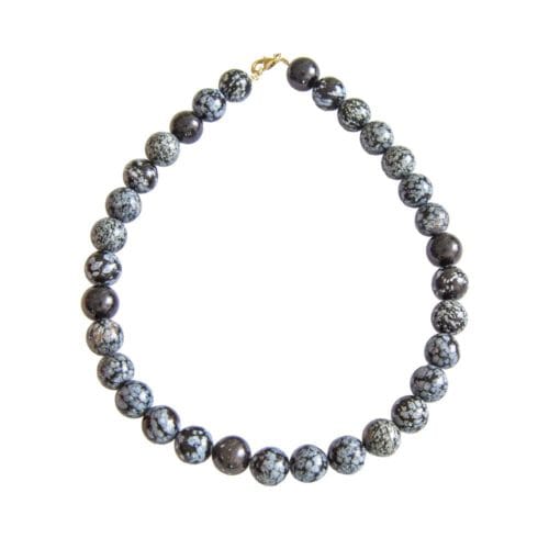 collar obsidiana nieve piedras bolas 14mm
