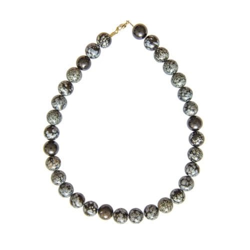 collar obsidiana nieve piedras bolas 14mm