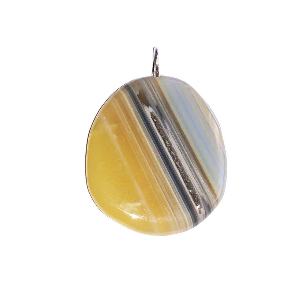 Pendentif FIMO Agate Du Botswana Crème - Pierre Véritable, Style Brut, Sans Emballage