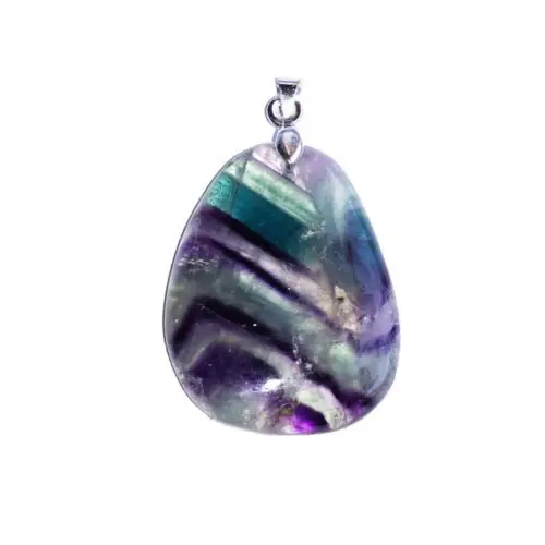 pendentif fluorite multicolore pierre plate
