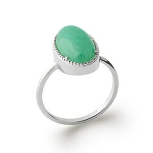 Bague Aventurine Argent 925 Rhodié Noir - Pierres Et Minéraux, Marque A Bijoux - Neuf Avec étiquettes, Bijou élégant !