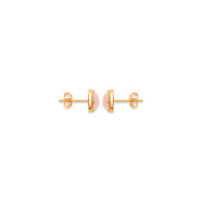 boucles d'oreilles quartz rose plaqué or 750
