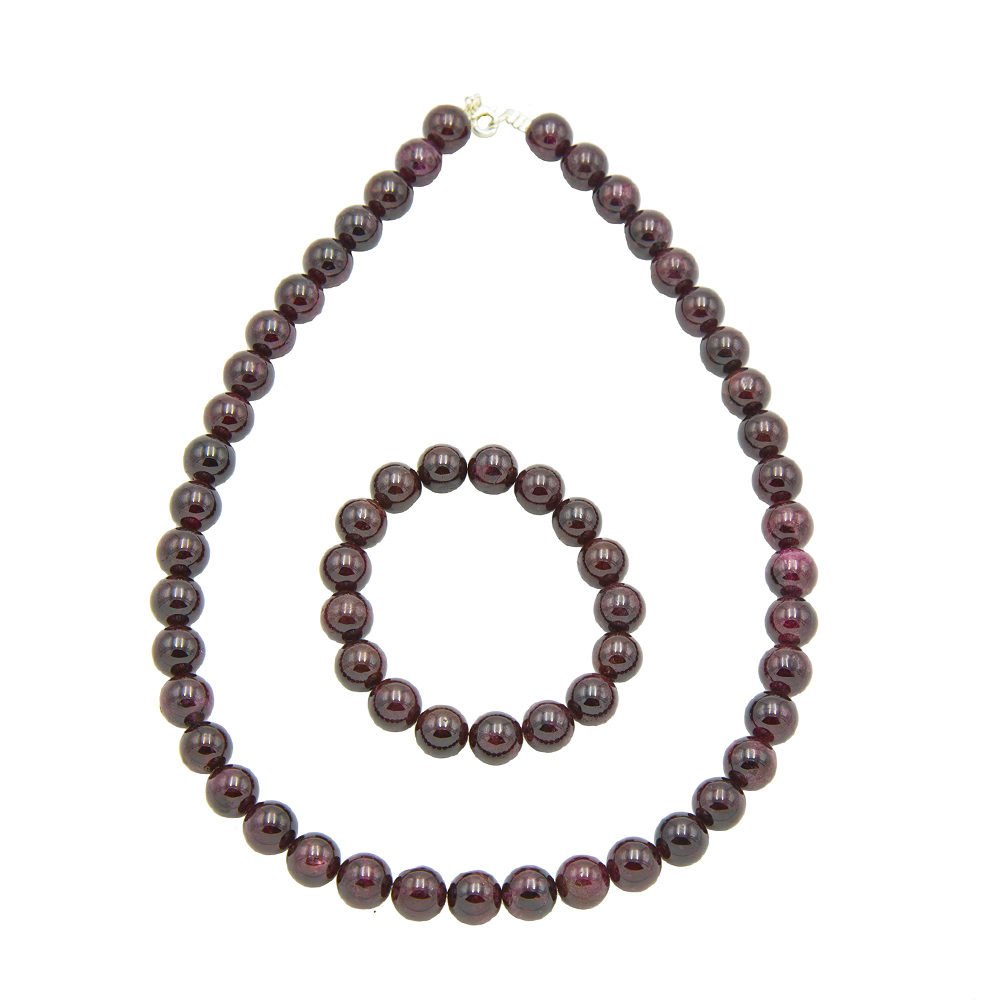 parure grenat pierres boules 10mm