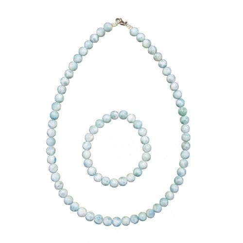 parure larimar pierres boules 8mm