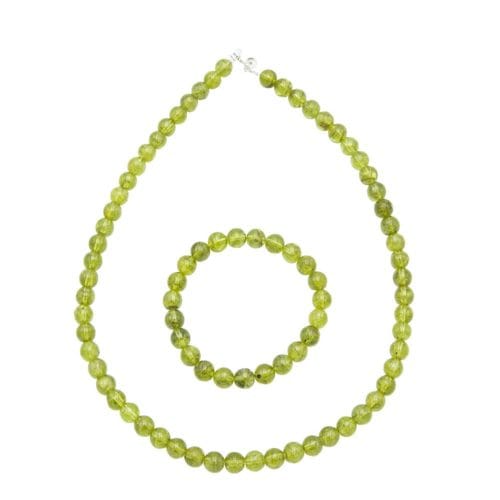 parure péridot pierres boules 8mm