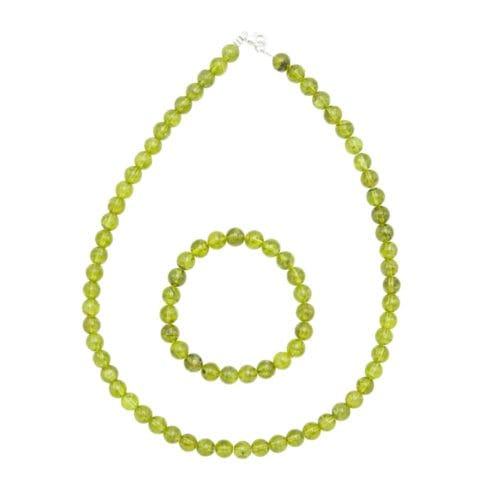 parure péridot pierres boules 8mm