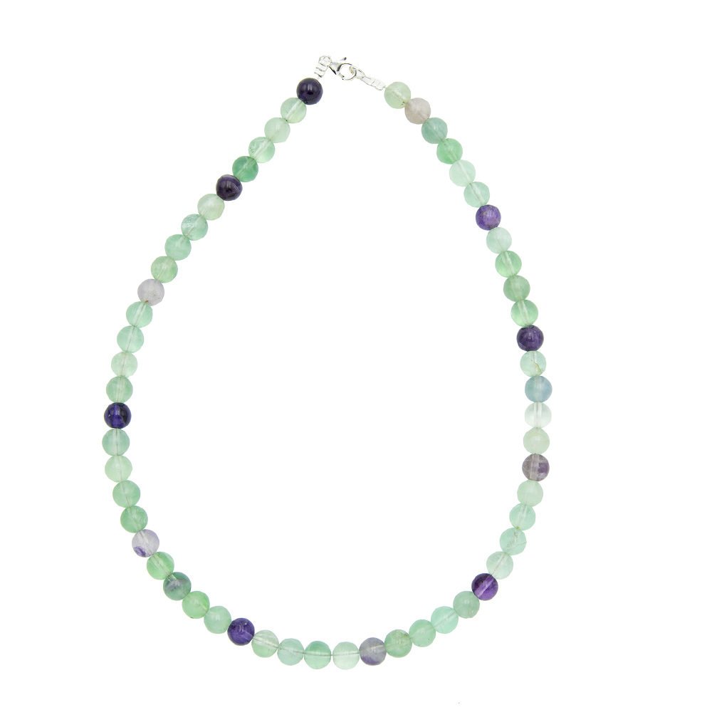 collier fluorite multicolore pierres boules 8mm