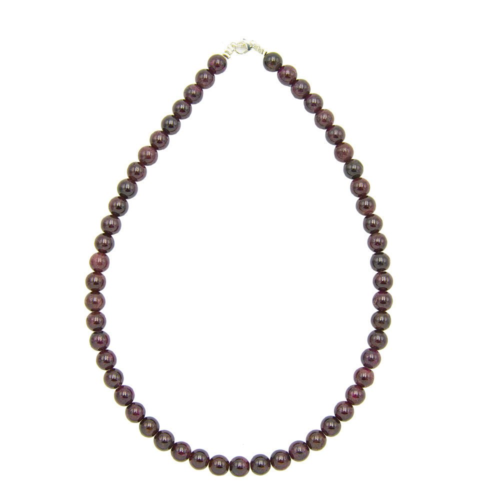 collier grenat pierres boules 8mm