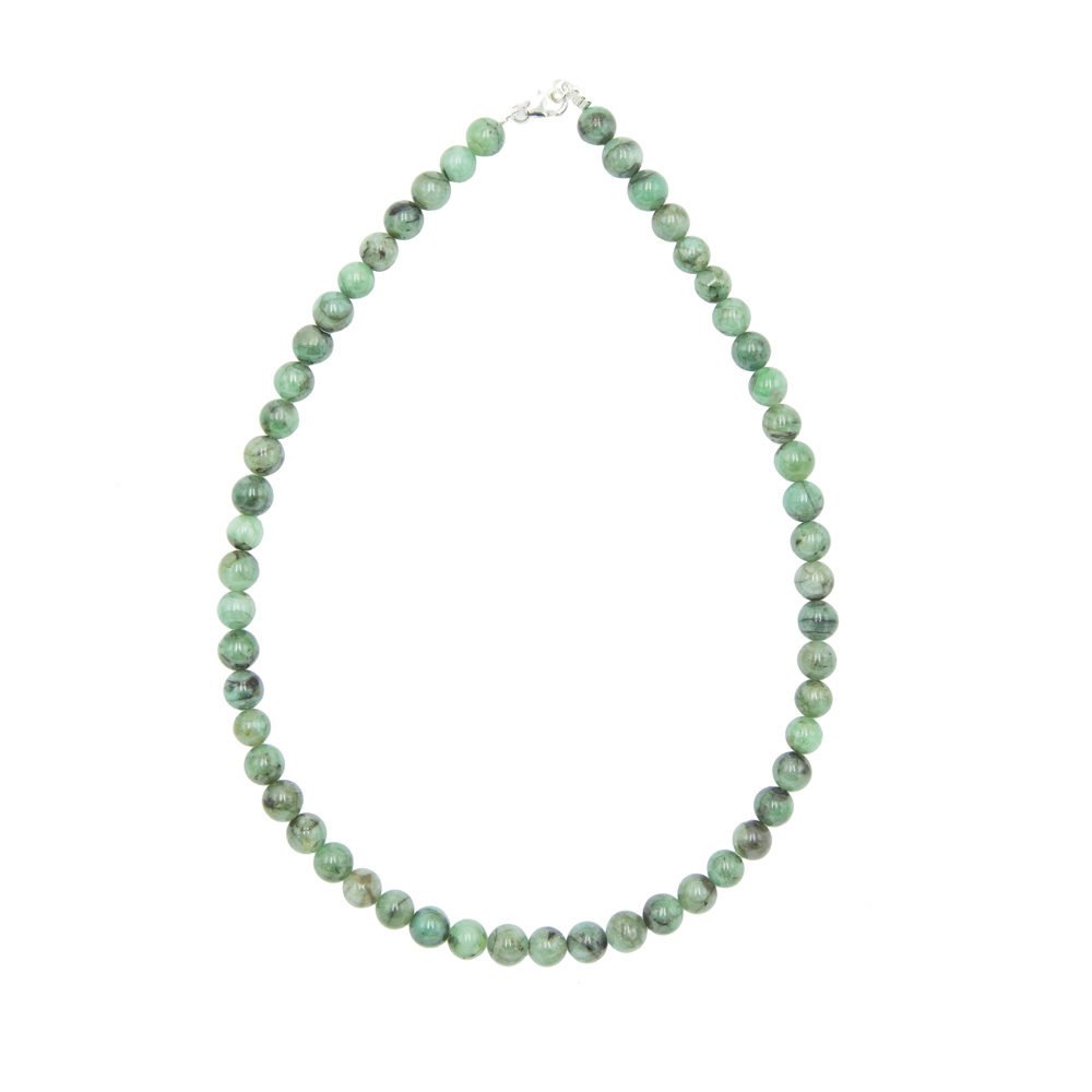 collier émeraude pierres boules 8mm